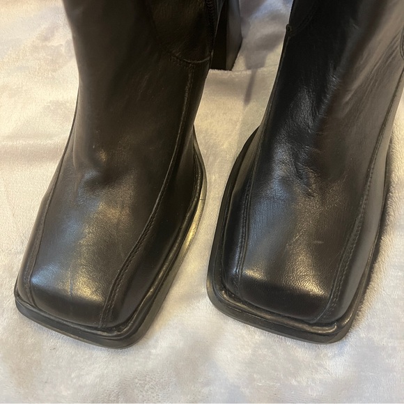 ASOS Design Black Leather Mid-Calf Block Heel Boots - Sz UK 9 - Picture 9 of 10